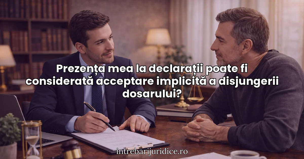 Prezența mea la declarații poate fi considerată acceptare implicită a disjungerii dosarului?