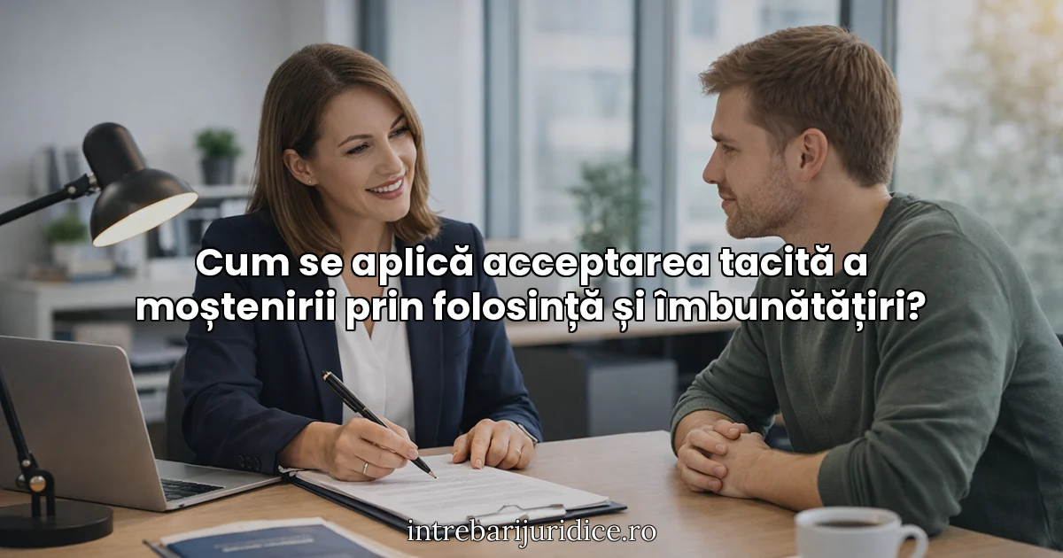 Cum se aplică acceptarea tacită a moștenirii prin folosință și îmbunătățiri?
