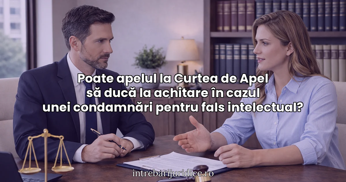 Poate apelul la Curtea de Apel să ducă la achitare în cazul unei condamnări pentru fals intelectual?