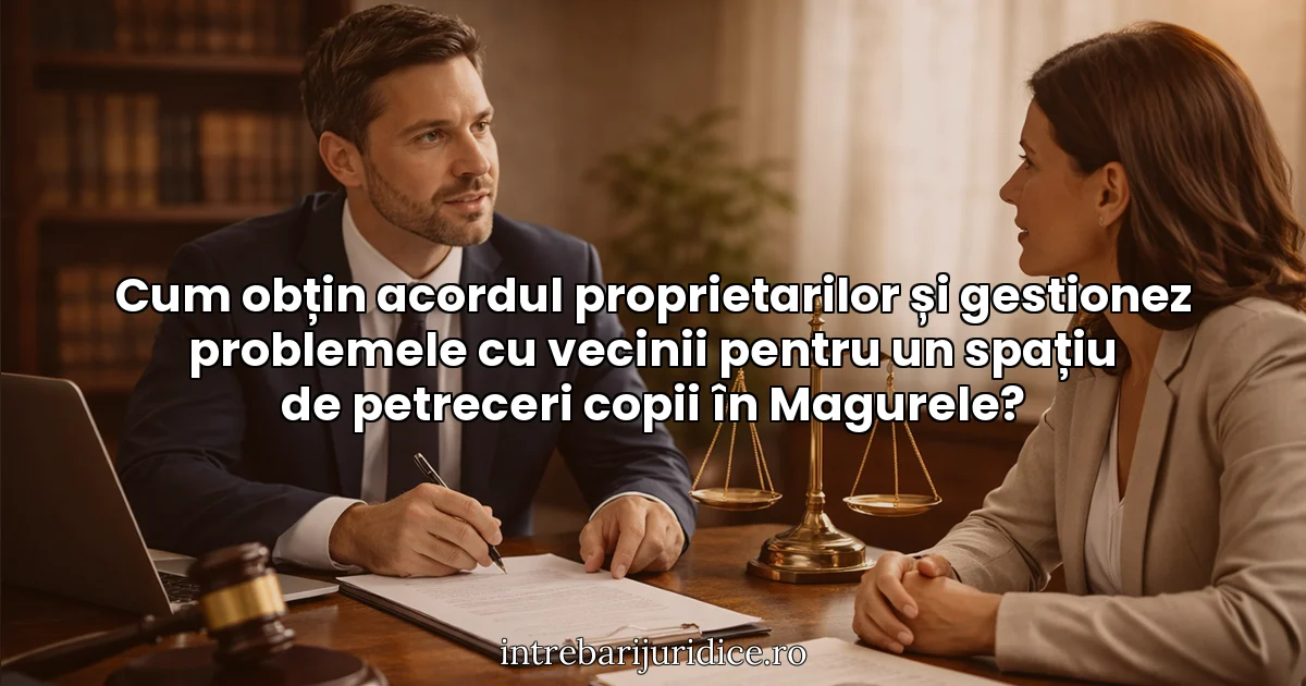 Cum obțin acordul proprietarilor și gestionez problemele cu vecinii pentru un spațiu de petreceri copii în Magurele?