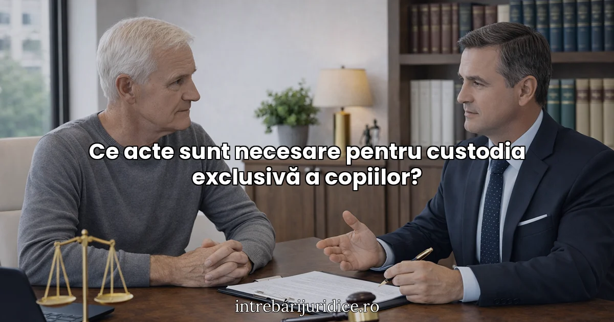 Ce acte sunt necesare pentru custodia exclusivă a copiilor?