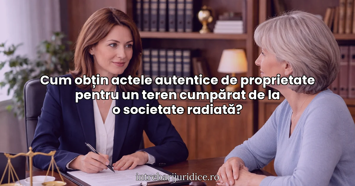 Cum obțin actele autentice de proprietate pentru un teren cumpărat de la o societate radiată?