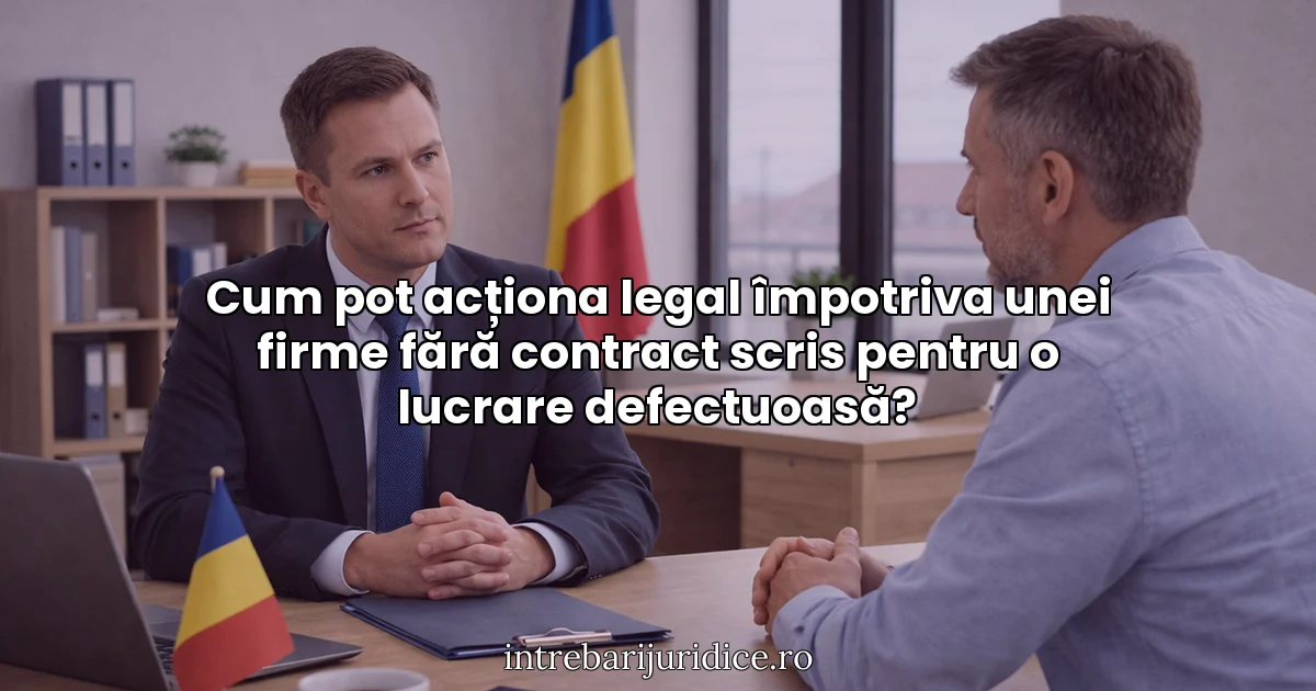 Cum pot acționa legal împotriva unei firme fără contract scris pentru o lucrare defectuoasă?