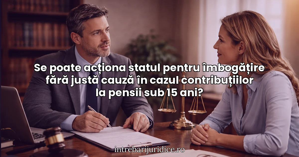 Se poate acționa statul pentru îmbogățire fără justă cauză în cazul contribuțiilor la pensii sub 15 ani?