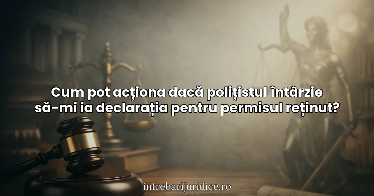 Cum pot acționa dacă polițistul întârzie să-mi ia declarația pentru permisul reținut?