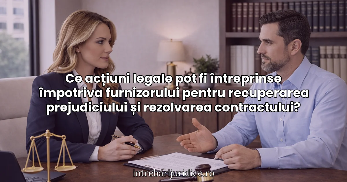 Ce acțiuni legale pot fi întreprinse împotriva furnizorului pentru recuperarea prejudiciului și rezolvarea contractului?