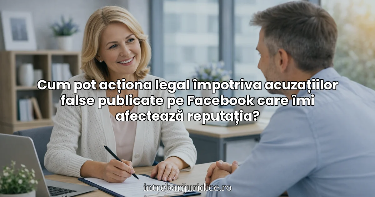 Cum pot acționa legal împotriva acuzațiilor false publicate pe Facebook care îmi afectează reputația?
