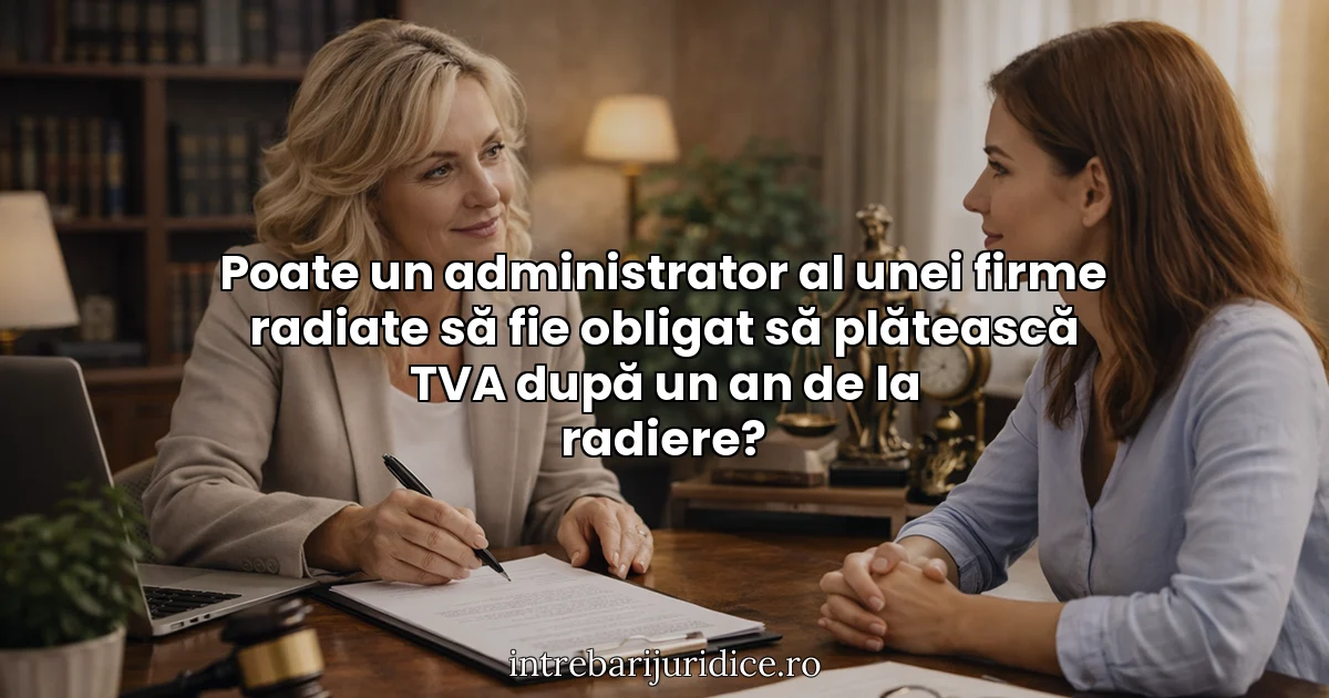 Poate un administrator al unei firme radiate să fie obligat să plătească TVA după un an de la radiere?
