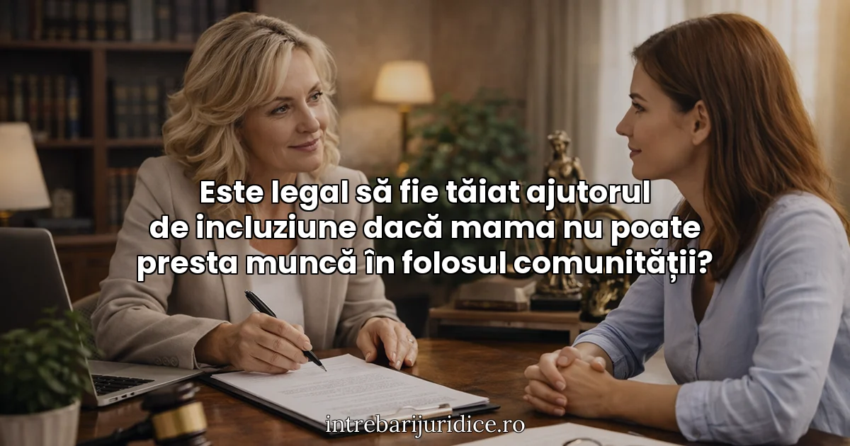 Este legal să fie tăiat ajutorul de incluziune dacă mama nu poate presta muncă în folosul comunității?