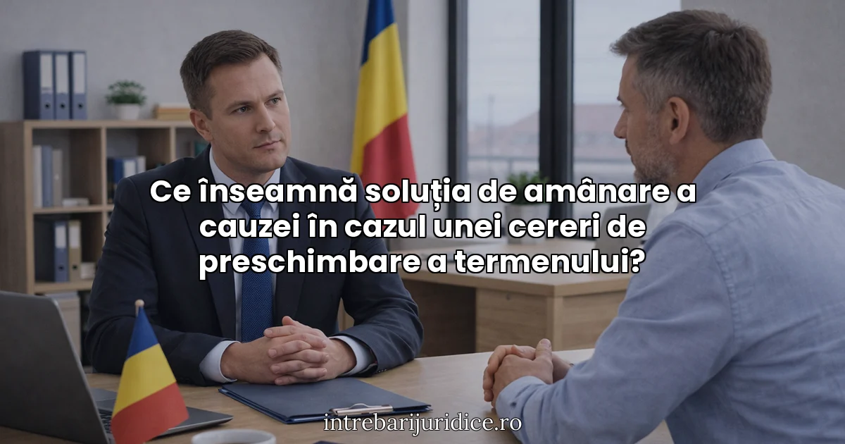 Ce înseamnă soluția de amânare a cauzei în cazul unei cereri de preschimbare a termenului?