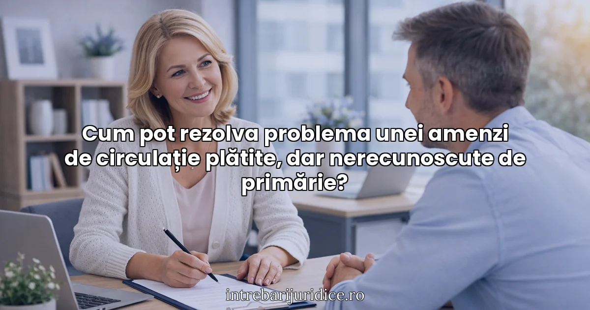 Cum pot rezolva problema unei amenzi de circulație plătite, dar nerecunoscute de primărie?