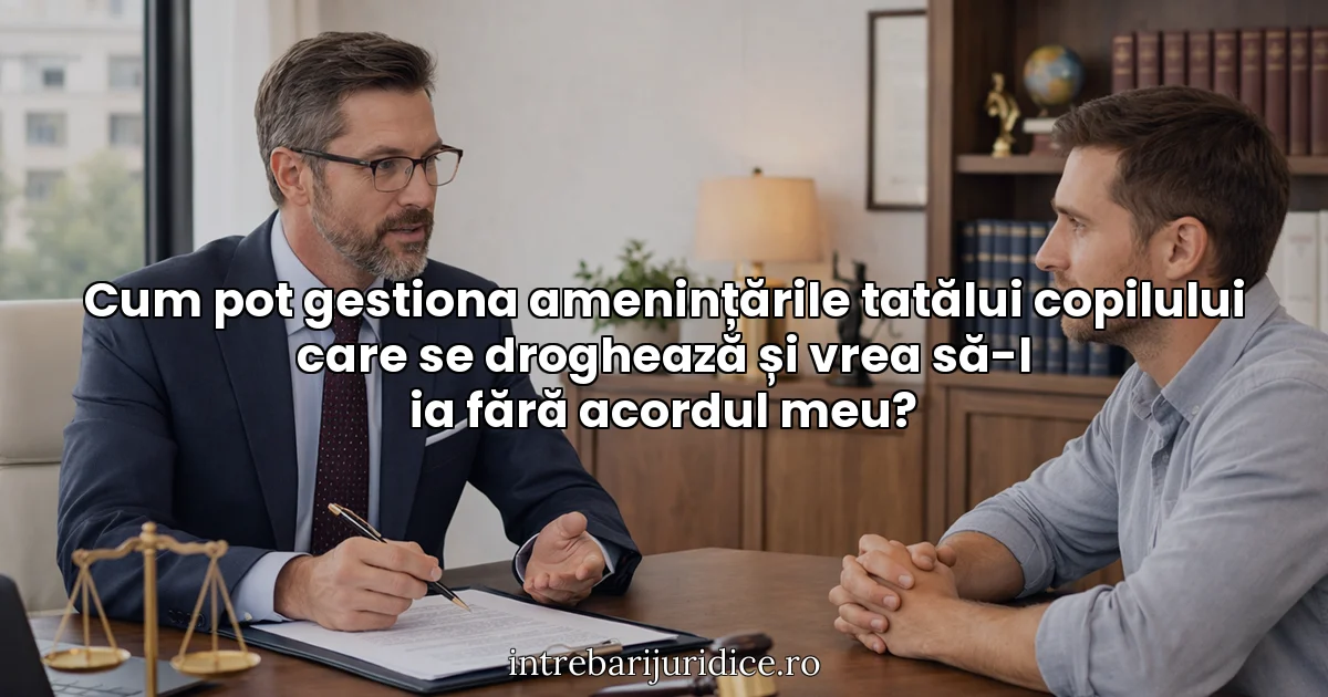 Cum pot gestiona amenințările tatălui copilului care se droghează și vrea să-l ia fără acordul meu?