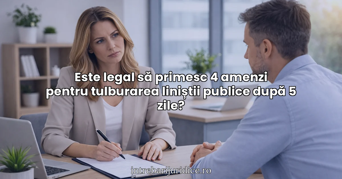 Este legal să primesc 4 amenzi pentru tulburarea liniștii publice după 5 zile?