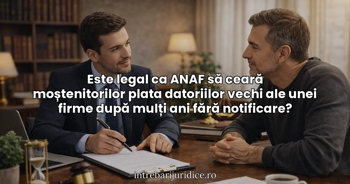 Este legal ca ANAF să ceară moștenitorilor plata datoriilor vechi ale unei firme după mulți ani fără notificare?