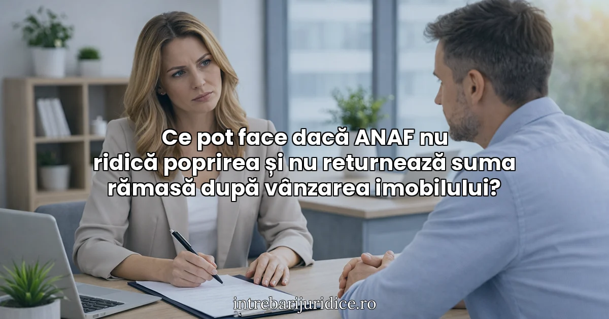 Ce pot face dacă ANAF nu ridică poprirea și nu returnează suma rămasă după vânzarea imobilului?