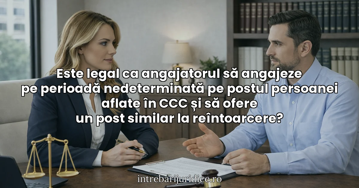 Este legal ca angajatorul să angajeze pe perioadă nedeterminată pe postul persoanei aflate în CCC și să ofere un post similar la reîntoarcere?
