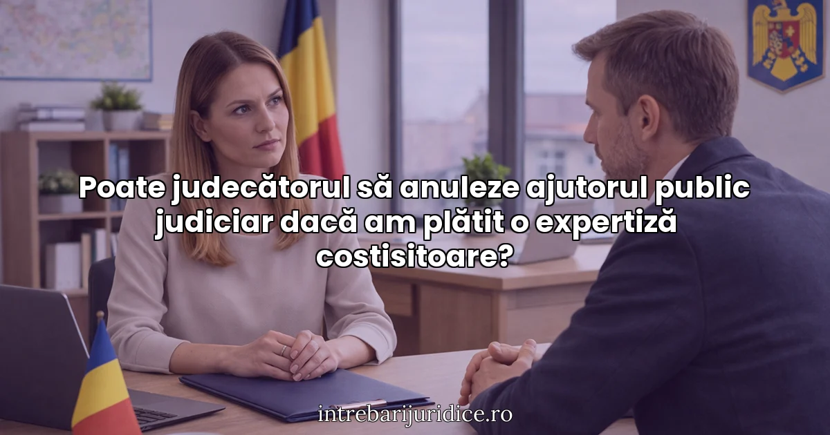 Poate judecătorul să anuleze ajutorul public judiciar dacă am plătit o expertiză costisitoare?