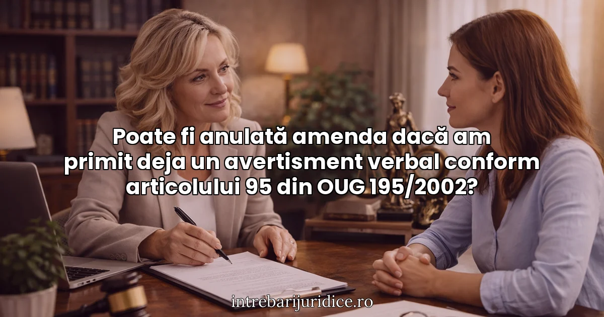 Poate fi anulată amenda dacă am primit deja un avertisment verbal conform articolului 95 din OUG 195/2002?
