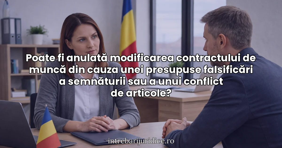 Poate fi anulată modificarea contractului de muncă din cauza unei presupuse falsificări a semnăturii sau a unui conflict de articole?