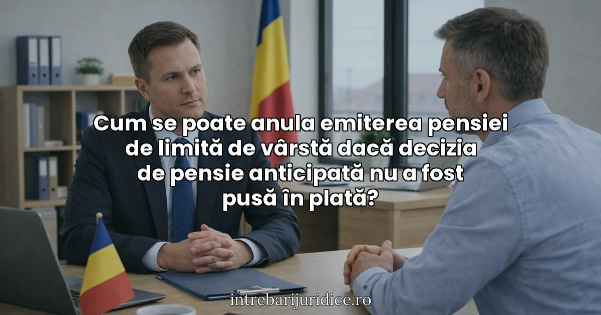 Cum se poate anula emiterea pensiei de limită de vârstă dacă decizia de pensie anticipată nu a fost pusă în plată?