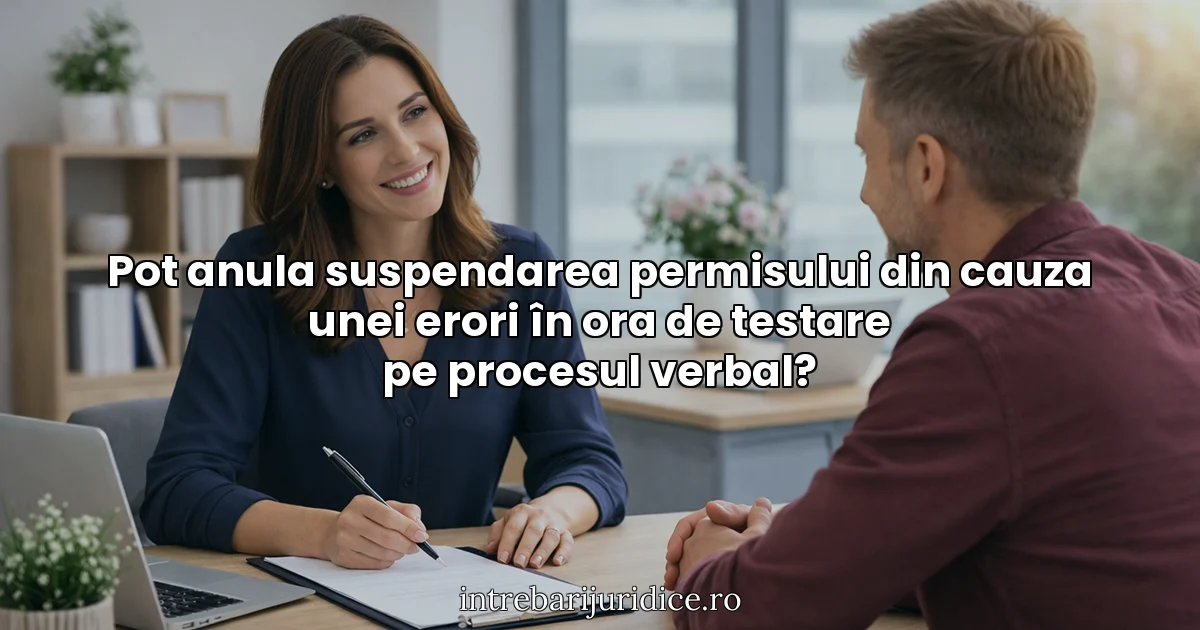 Pot anula suspendarea permisului din cauza unei erori în ora de testare pe procesul verbal?
