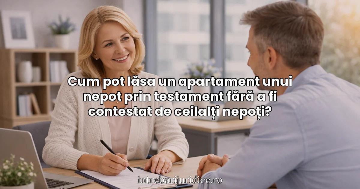 Cum pot lăsa un apartament unui nepot prin testament fără a fi contestat de ceilalți nepoți?