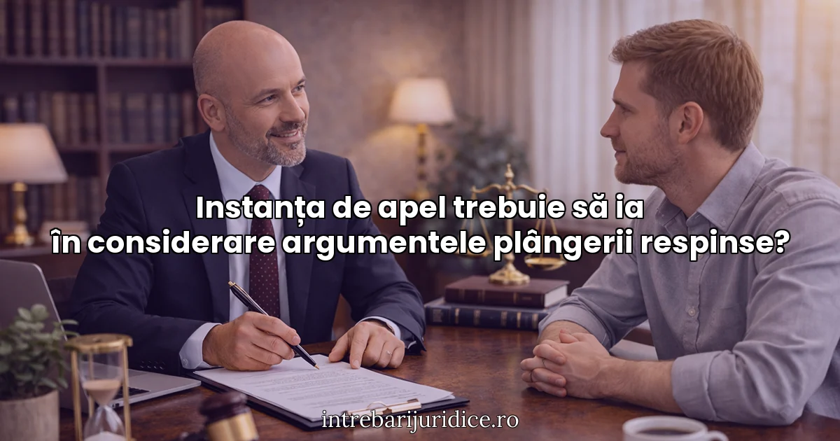 Instanța de apel trebuie să ia în considerare argumentele plângerii respinse?