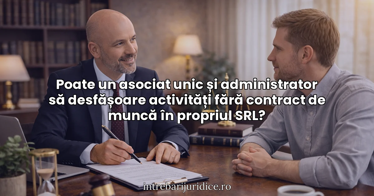 Poate un asociat unic și administrator să desfășoare activități fără contract de muncă în propriul SRL?