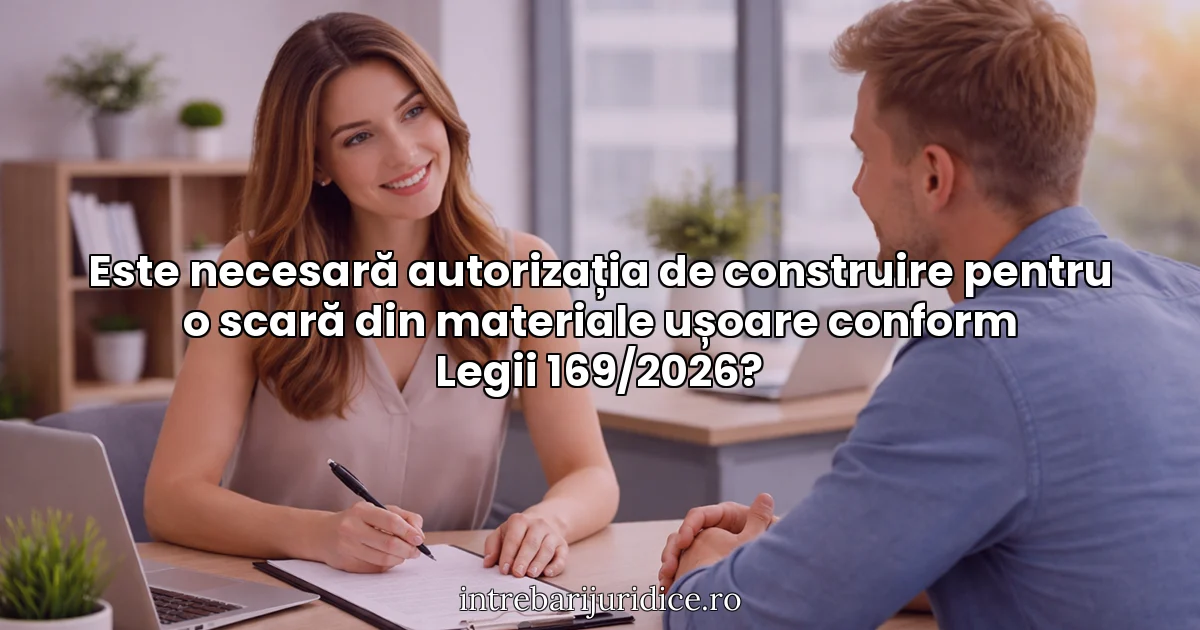 Este necesară autorizația de construire pentru o scară din materiale ușoare conform Legii 169/2026?