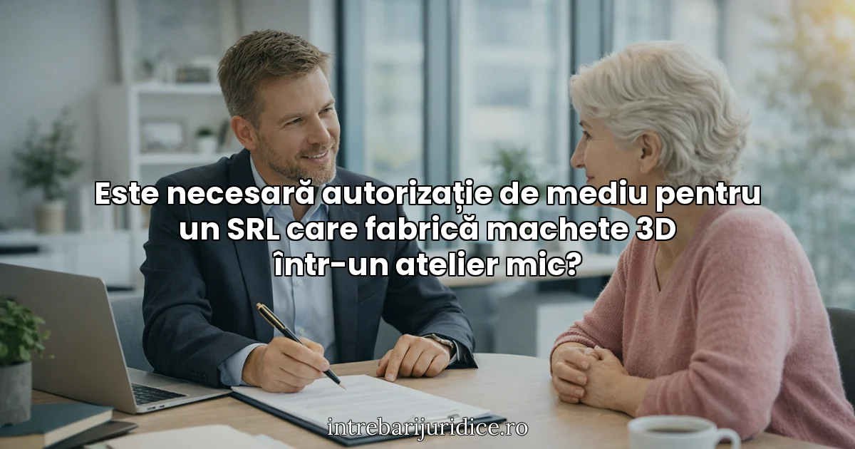 Este necesară autorizație de mediu pentru un SRL care fabrică machete 3D într-un atelier mic?