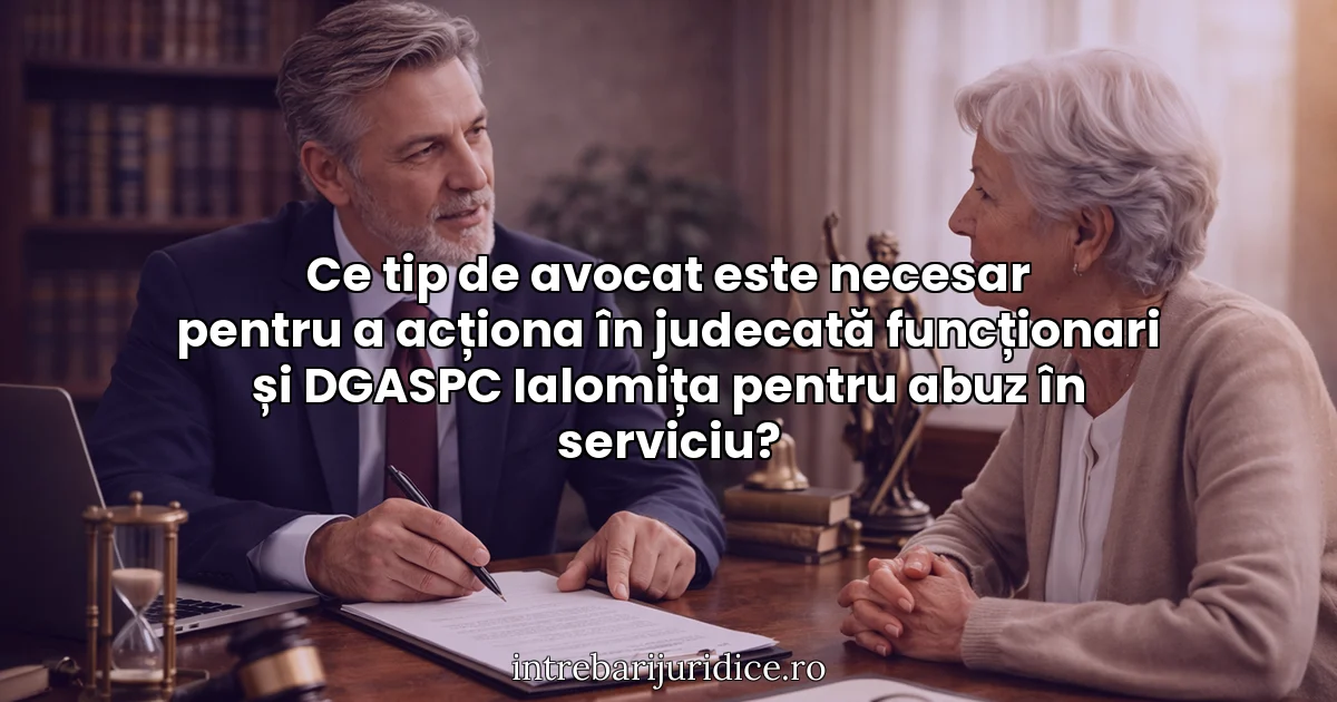 Ce tip de avocat este necesar pentru a acționa în judecată funcționari și DGASPC Ialomița pentru abuz în serviciu?