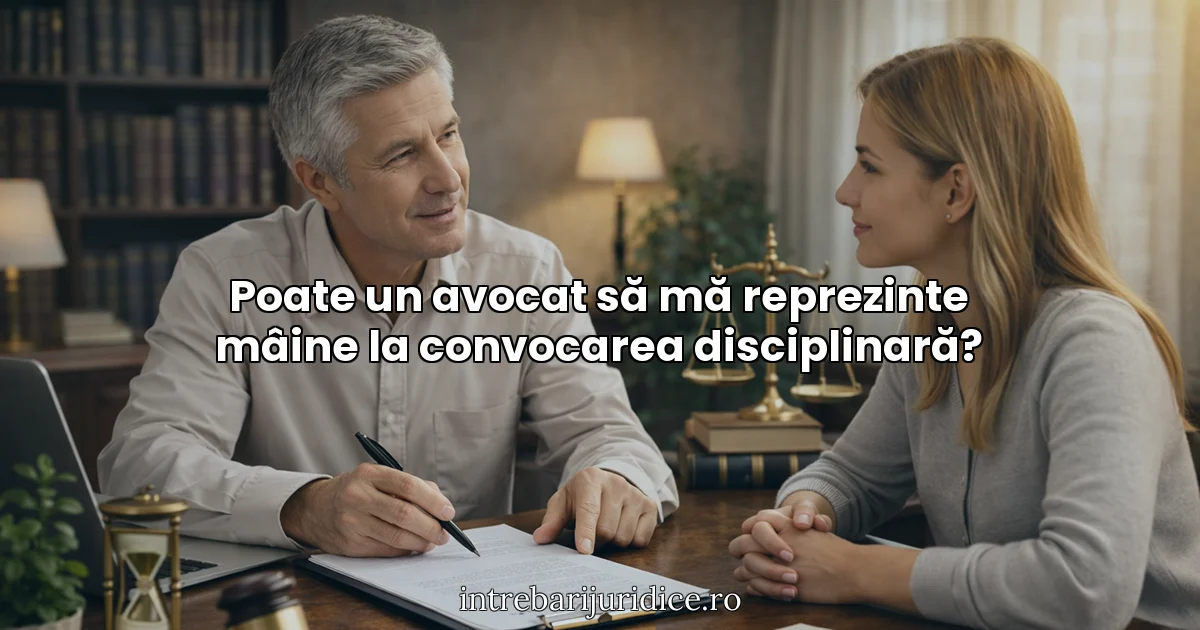Poate un avocat să mă reprezinte mâine la convocarea disciplinară?