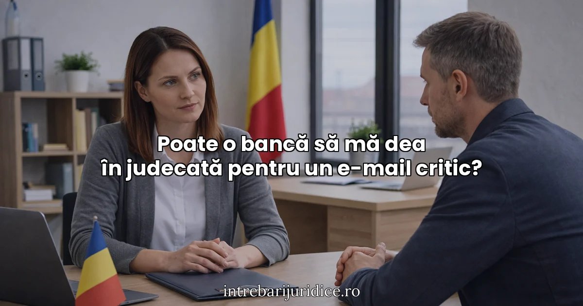 Poate o bancă să mă dea în judecată pentru un e-mail critic?