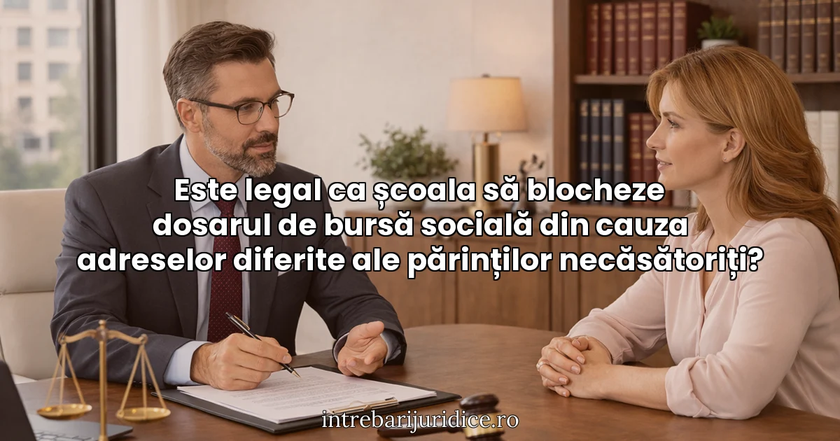 Este legal ca școala să blocheze dosarul de bursă socială din cauza adreselor diferite ale părinților necăsătoriți?