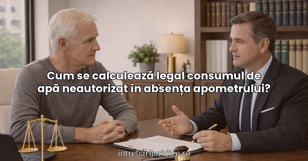 Cum se calculează legal consumul de apă neautorizat în absența apometrului?