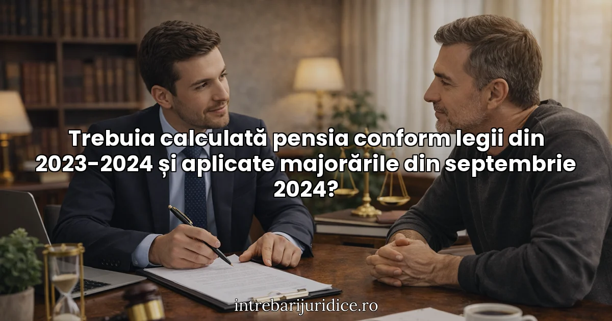 Trebuia calculată pensia conform legii din 2023-2024 și aplicate majorările din septembrie 2024?