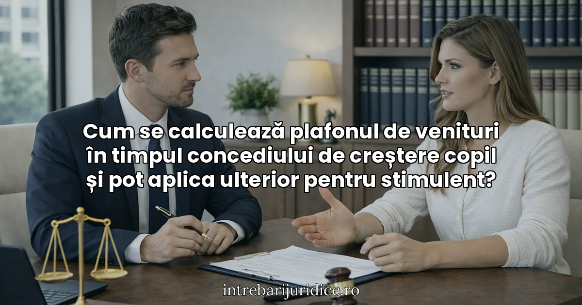 Cum se calculează plafonul de venituri în timpul concediului de creștere copil și pot aplica ulterior pentru stimulent?