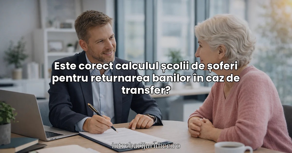 Este corect calculul școlii de șoferi pentru returnarea banilor în caz de transfer?