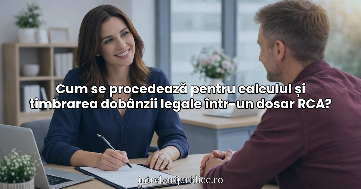 Cum se procedează pentru calculul și timbrarea dobânzii legale într-un dosar RCA?