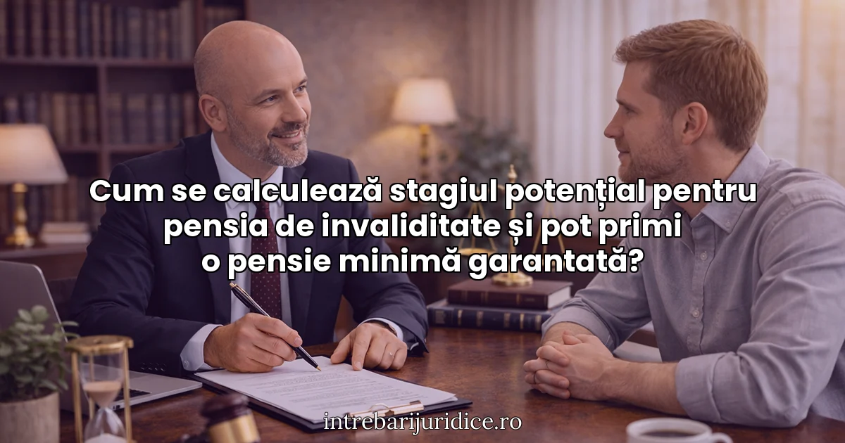 Cum se calculează stagiul potențial pentru pensia de invaliditate și pot primi o pensie minimă garantată?