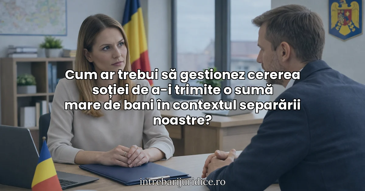 Cum ar trebui să gestionez cererea soției de a-i trimite o sumă mare de bani în contextul separării noastre?