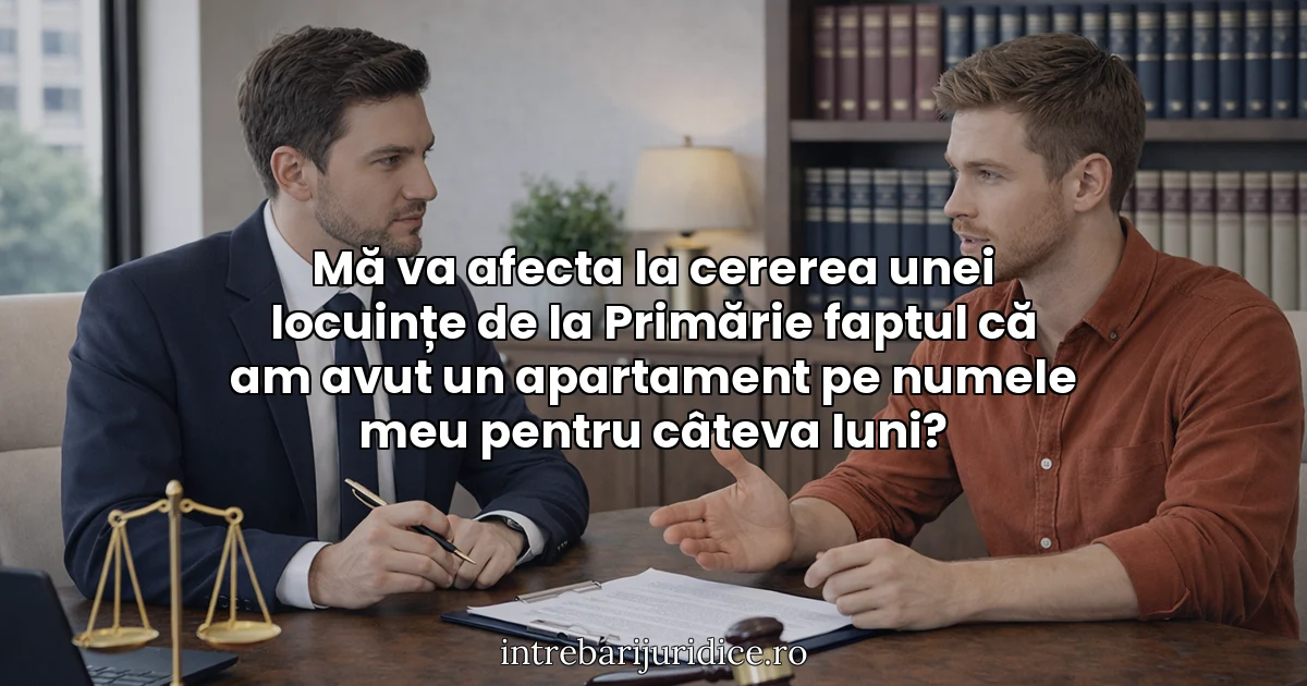 Mă va afecta la cererea unei locuințe de la Primărie faptul că am avut un apartament pe numele meu pentru câteva luni?