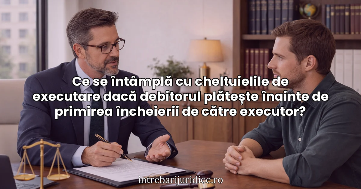 Ce se întâmplă cu cheltuielile de executare dacă debitorul plătește înainte de primirea încheierii de către executor?