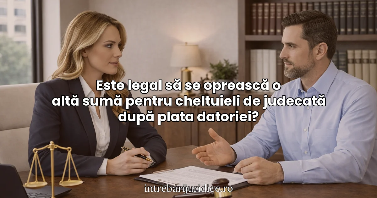 Este legal să se oprească o altă sumă pentru cheltuieli de judecată după plata datoriei?
