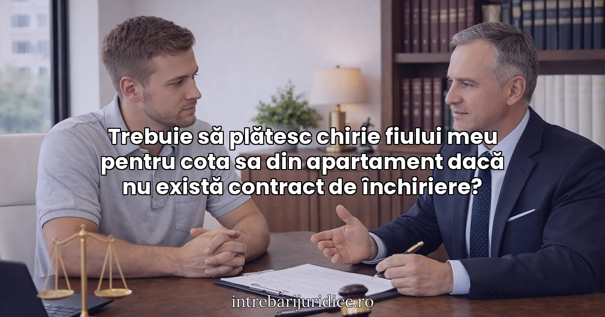 Trebuie să plătesc chirie fiului meu pentru cota sa din apartament dacă nu există contract de închiriere?
