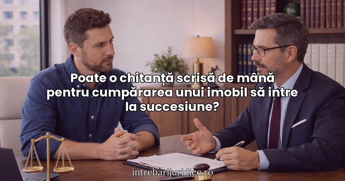 Poate o chitanță scrisă de mână pentru cumpărarea unui imobil să intre la succesiune?