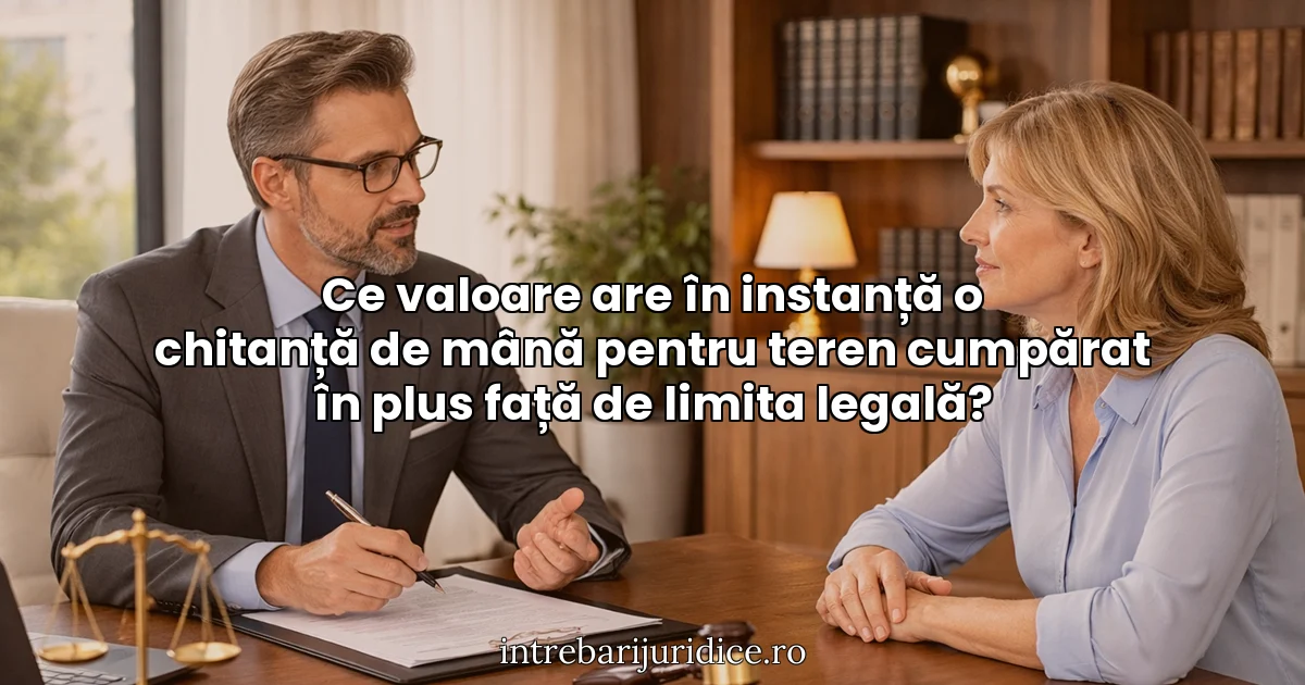 Ce valoare are în instanță o chitanță de mână pentru teren cumpărat în plus față de limita legală?