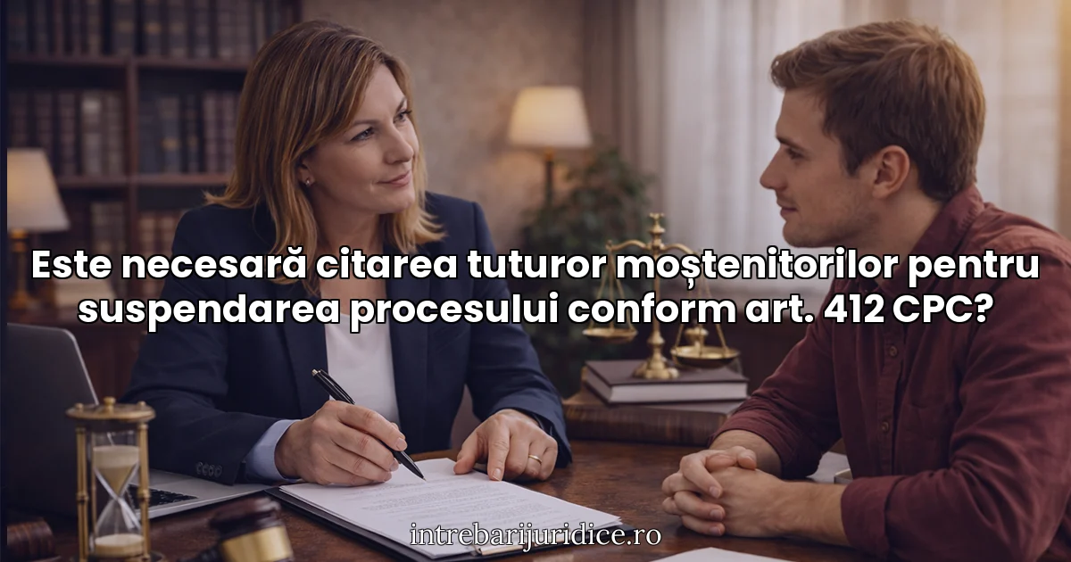 Este necesară citarea tuturor moștenitorilor pentru suspendarea procesului conform art. 412 CPC?