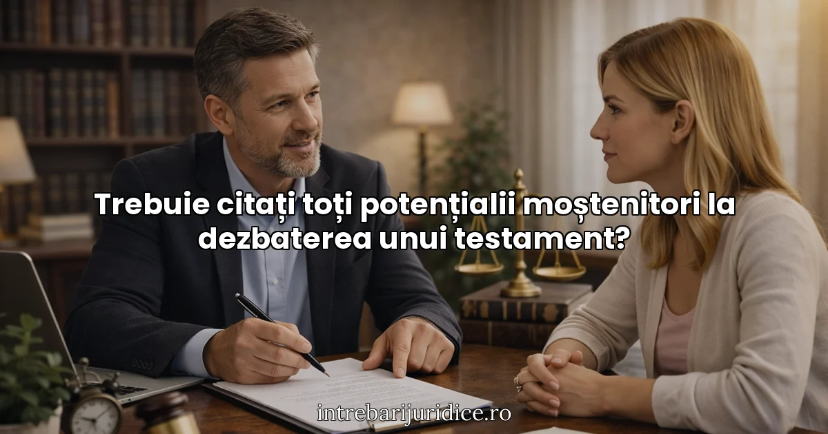 Trebuie citați toți potențialii moștenitori la dezbaterea unui testament?