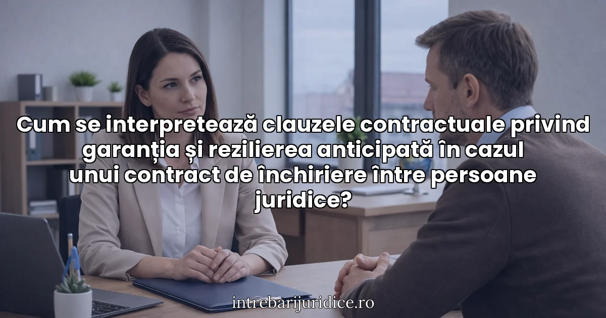 Cum se interpretează clauzele contractuale privind garanția și rezilierea anticipată în cazul unui contract de închiriere între persoane juridice?